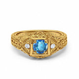 14K Gold 0.15ct Round Antique Style 5mm G SI Diamond Engagement Wedding Ring