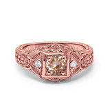 14K Gold 0.15ct Round Antique Style 5mm G SI Diamond Engagement Wedding Ring