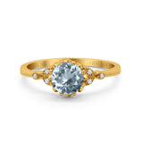 14K Gold 1.34ct Round Art Deco Fashion 7mm G SI Diamond Engagement Wedding Ring