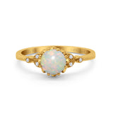 14K Gold 1.34ct Round Art Deco Fashion 7mm G SI Diamond Engagement Wedding Ring