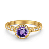 14K Gold 0.67ct Round Halo 6.5mm G SI Diamond Engagement Wedding Ring