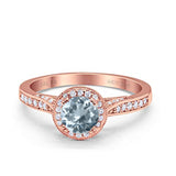 14K Gold 0.67ct Round Halo 6.5mm G SI Diamond Engagement Wedding Ring