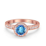 14K Gold 0.67ct Round Halo 6.5mm G SI Diamond Engagement Wedding Ring