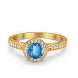 14K Gold 0.67ct Round Halo 6.5mm G SI Diamond Engagement Wedding Ring