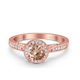14K Gold 0.67ct Round Halo 6.5mm G SI Diamond Engagement Wedding Ring