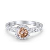 14K Gold 0.67ct Round Halo 6.5mm G SI Diamond Engagement Wedding Ring