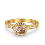 14K Gold 0.67ct Round Halo 6.5mm G SI Diamond Engagement Wedding Ring