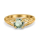 14K Gold 1.11ct Round Art Deco Filigree 6.5mm G SI Diamond Engagement Wedding Ring