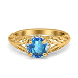 14K Gold 1.11ct Round Art Deco Filigree 6.5mm G SI Diamond Engagement Wedding Ring