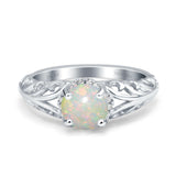 14K Gold 1.11ct Round Art Deco Filigree 6.5mm G SI Diamond Engagement Wedding Ring