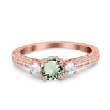 14K Gold 1.37ct Round Three Stone Vintage 6mm G SI Diamond Engagement Wedding Ring