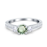 14K Gold 1.37ct Round Three Stone Vintage 6mm G SI Diamond Engagement Wedding Ring