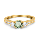 14K Gold 1.37ct Round Three Stone Vintage 6mm G SI Diamond Engagement Wedding Ring