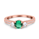 14K Gold 1.37ct Round Three Stone Vintage 6mm G SI Diamond Engagement Wedding Ring