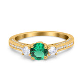 14K Gold 1.37ct Round Three Stone Vintage 6mm G SI Diamond Engagement Wedding Ring