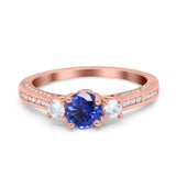 14K Gold 1.37ct Round Three Stone Vintage 6mm G SI Diamond Engagement Wedding Ring
