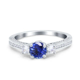 14K Gold 1.37ct Round Three Stone Vintage 6mm G SI Diamond Engagement Wedding Ring