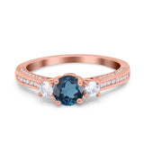 14K Gold 1.37ct Round Three Stone Vintage 6mm G SI Diamond Engagement Wedding Ring
