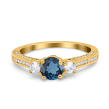 14K Gold 1.37ct Round Three Stone Vintage 6mm G SI Diamond Engagement Wedding Ring