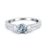 14K Gold 1.37ct Round Three Stone Vintage 6mm G SI Diamond Engagement Wedding Ring