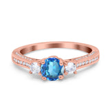 14K Gold 1.37ct Round Three Stone Vintage 6mm G SI Diamond Engagement Wedding Ring