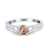 14K Gold 1.37ct Round Three Stone Vintage 6mm G SI Diamond Engagement Wedding Ring
