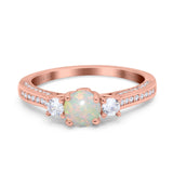 14K Gold 1.37ct Round Three Stone Vintage 6mm G SI Diamond Engagement Wedding Ring