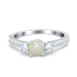 14K Gold 1.37ct Round Three Stone Vintage 6mm G SI Diamond Engagement Wedding Ring