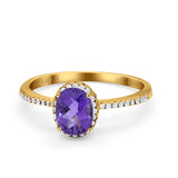 14K Gold 1.41ct Oval 8mmx6mm Fashion Accent G SI Diamond Engagement Wedding Ring