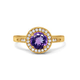 14K Gold 0.94ct Round Art Deco 6mm G SI Diamond Engagement Wedding Ring