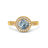 14K Gold 0.94ct Round Art Deco 6mm G SI Diamond Engagement Wedding Ring