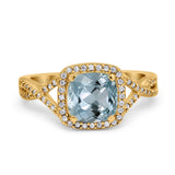 14K Gold 2.37ct Cushion Infinity Shank 8mm G SI Diamond Engagement Wedding Ring
