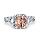 14K Gold 2.37ct Cushion Infinity Shank 8mm G SI Diamond Engagement Wedding Ring