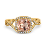 14K Gold 2.37ct Cushion Infinity Shank 8mm G SI Diamond Engagement Wedding Ring