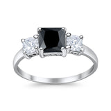 3 Stone Fashion Ring Princess Cut Simulated Cubic Zirconia 925 Sterling Silver