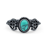 Petite Dainty Oval Solitaire Promise Ring Band Oxidized Braided 925 Sterling Silver