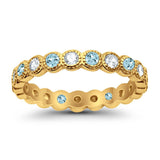 3.5mm Bezel Set Full Eternity Band Ring Alternating Round Simulated CZ 925 Sterling Silver