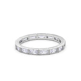 Art Deco Baguette Full Eternity Wedding Band Ring Simulated CZ 925 Sterling Silver