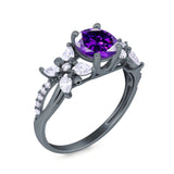 Art Deco Wedding Engagement Bridal Ring Pear Round Simulated Cubic Zirconia 925 Sterling Silver