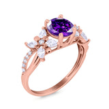 Art Deco Wedding Engagement Bridal Ring Pear Round Simulated Cubic Zirconia 925 Sterling Silver