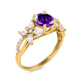 Art Deco Wedding Engagement Bridal Ring Pear Round Simulated Cubic Zirconia 925 Sterling Silver