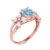 Art Deco Wedding Engagement Bridal Ring Pear Round Simulated Cubic Zirconia 925 Sterling Silver