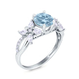 Art Deco Wedding Engagement Bridal Ring Pear Round Simulated Cubic Zirconia 925 Sterling Silver