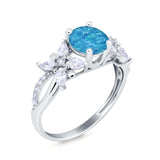 Art Deco Wedding Engagement Bridal Ring Pear Round Simulated Cubic Zirconia 925 Sterling Silver