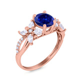 Art Deco Wedding Engagement Bridal Ring Pear Round Simulated Cubic Zirconia 925 Sterling Silver