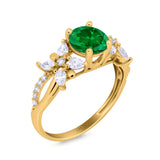 Art Deco Wedding Engagement Bridal Ring Pear Round Simulated Cubic Zirconia 925 Sterling Silver