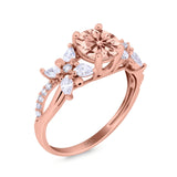 Art Deco Wedding Engagement Bridal Ring Pear Round Simulated Cubic Zirconia 925 Sterling Silver