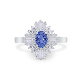 Vintage Oval Wedding Bridal Ring Round Simulated Cubic Zirconia 925 Sterling Silver