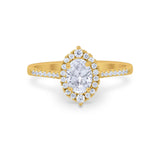 Oval Wedding Ring Vintage Round Simulated Cubic Zirconia 925 Sterling Silver