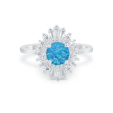 Art Deco Wedding Engagement Bridal Ring Baguette Round CZ 925 Sterling Silver